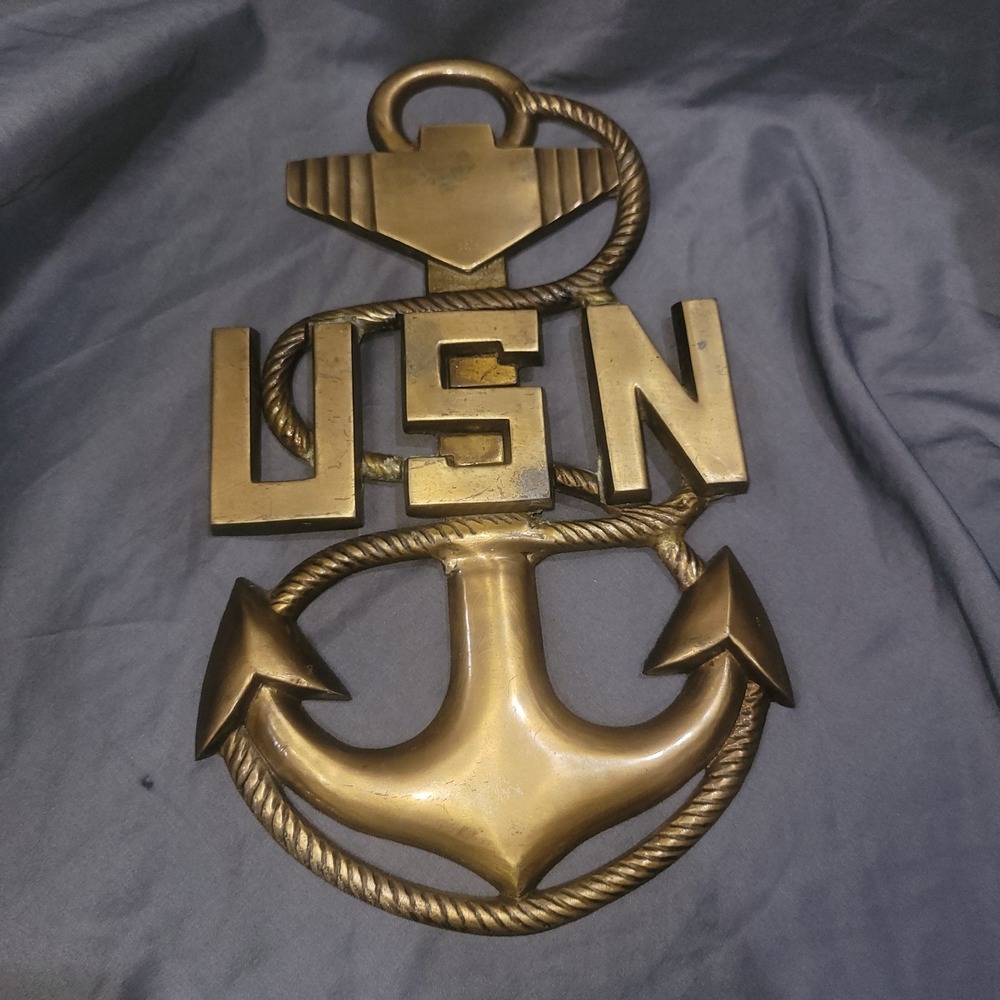 US Navy Master Chief Petty Officer MCPO Anchor Brass Plaque